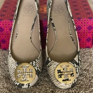Tory Burch Roccia Python Ballet Slippers