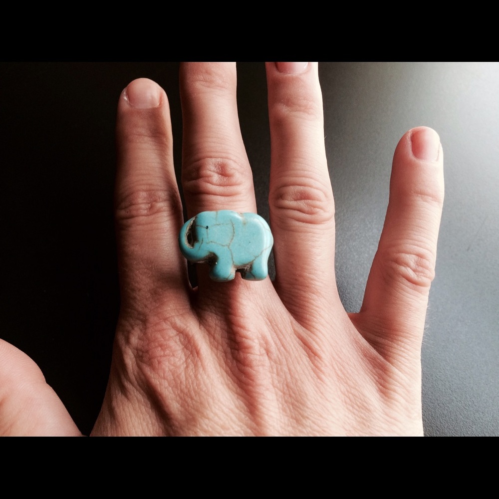 Genuine Turquoise Elephant Adjustable Ring!