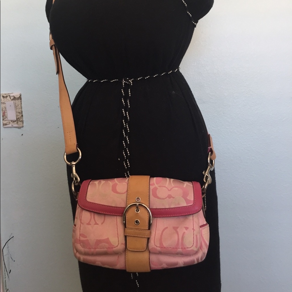 Pink side bag coach purse