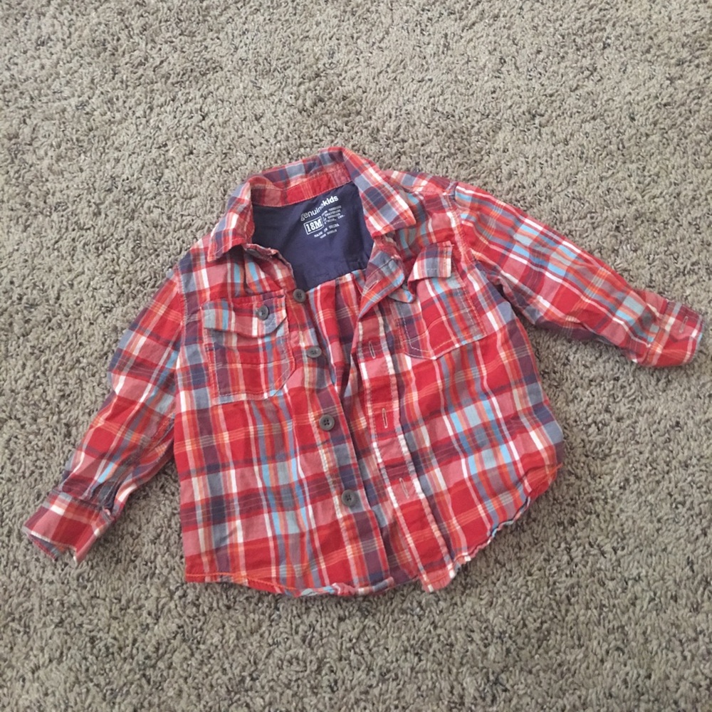 Little boys plaid button up long sleeve