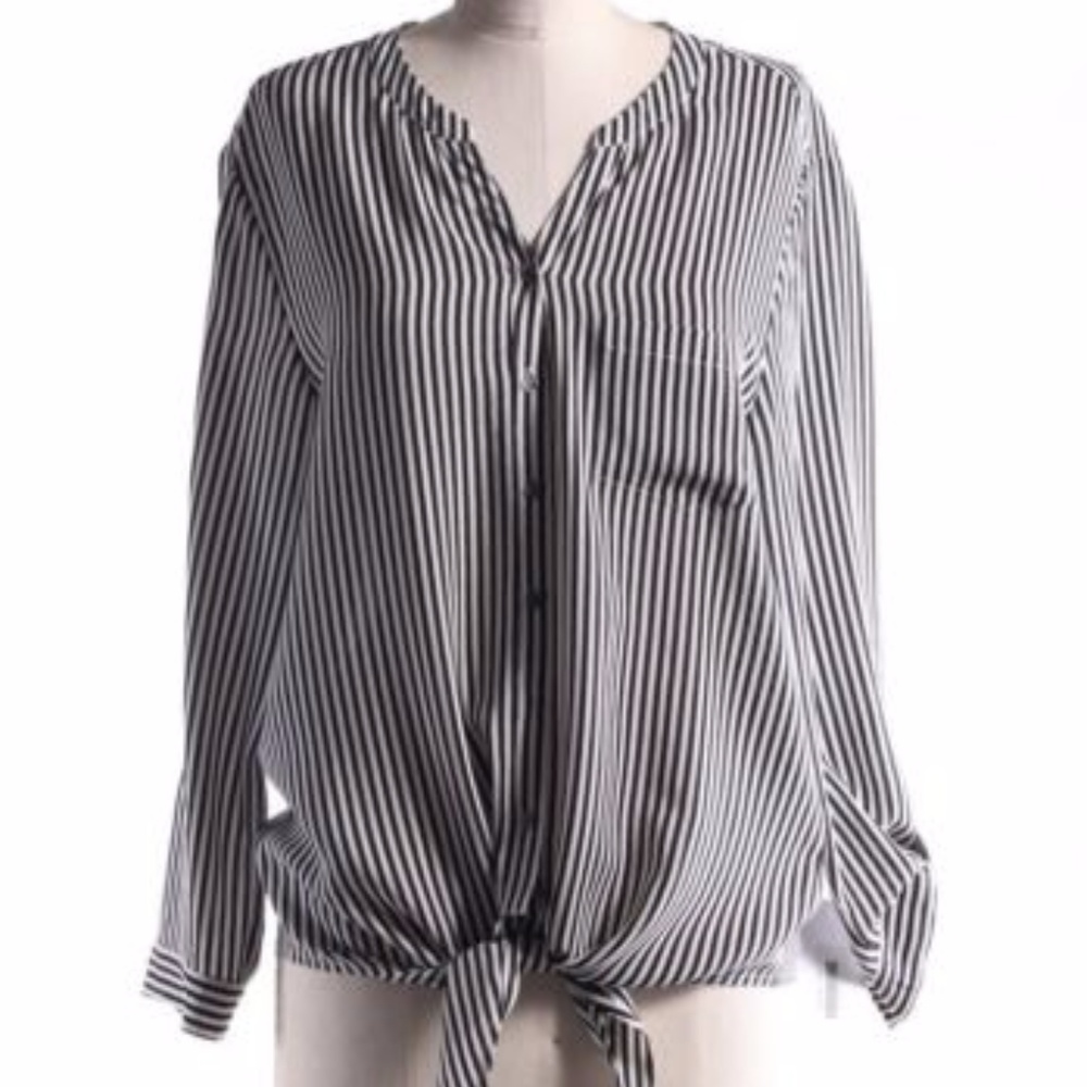 NWOT Joie Silk Striped Tie Front Top Size M