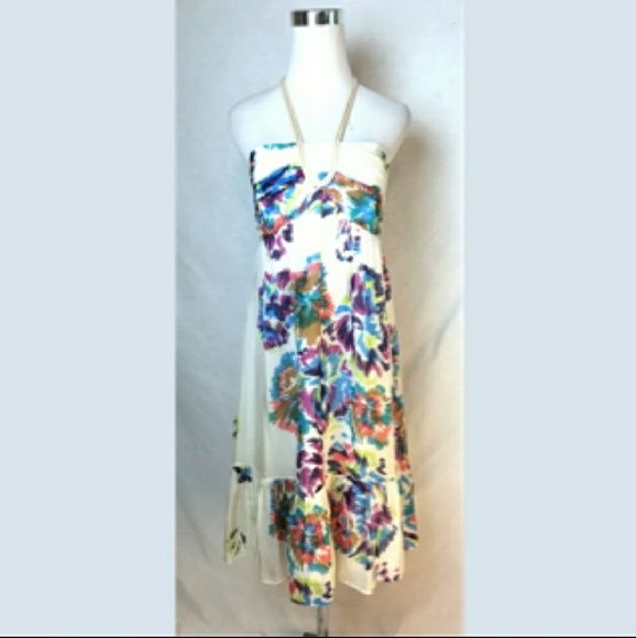 Shoshanna Dresses & Skirts - Shoshanna ivory floral halter dress size 10
