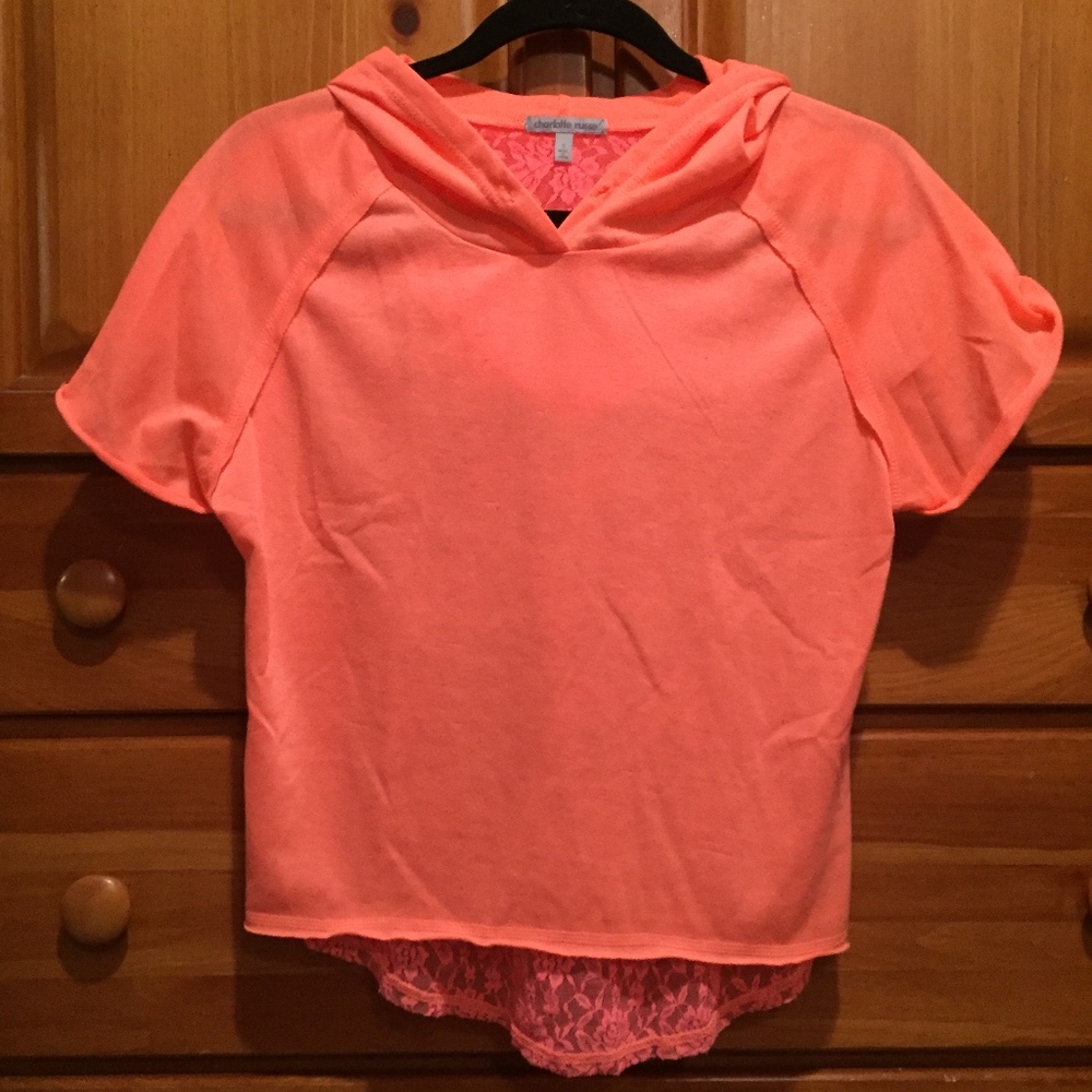 Charlotte Russe Hooded Lace Crop Top