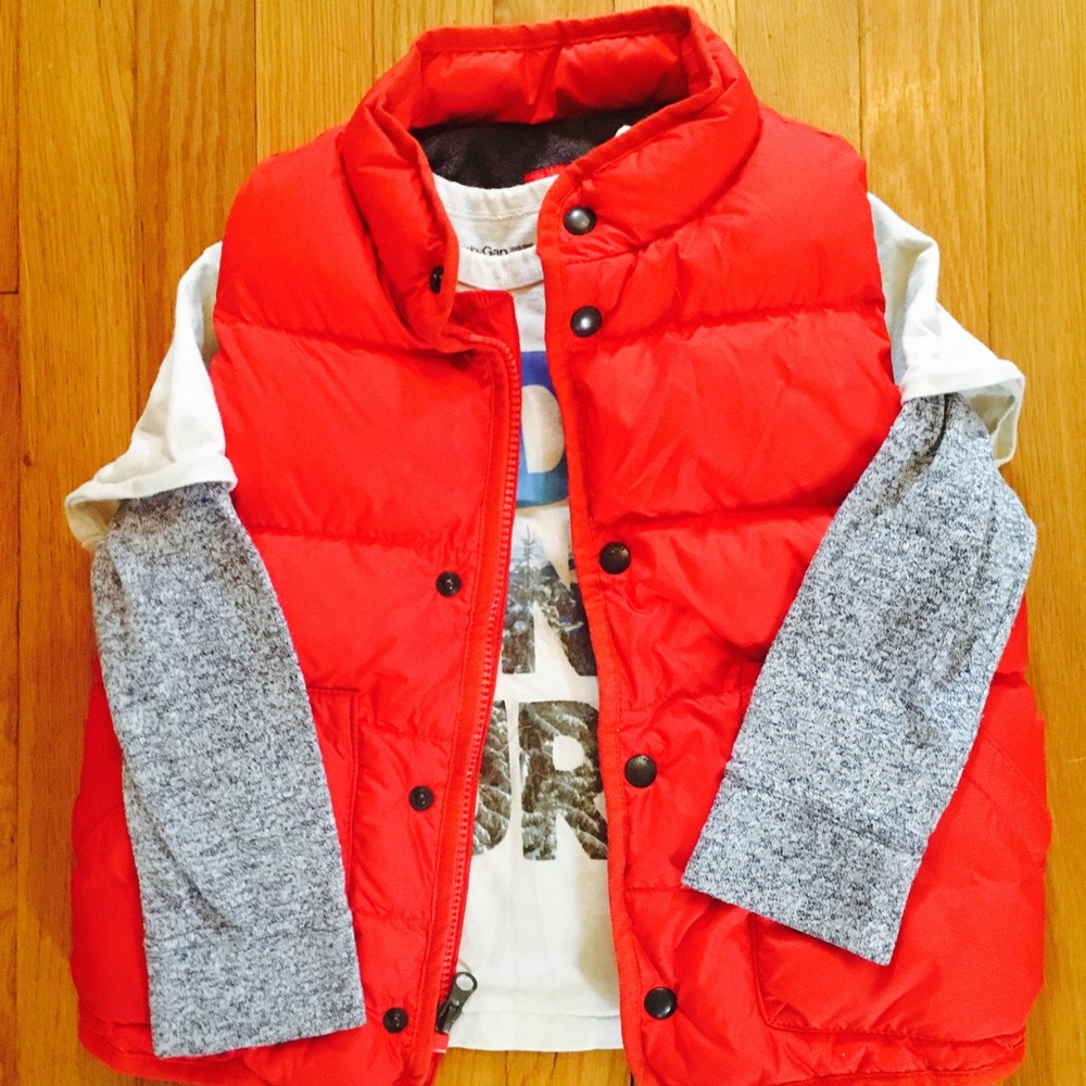 GAP vest and GAP sweater shirt.
