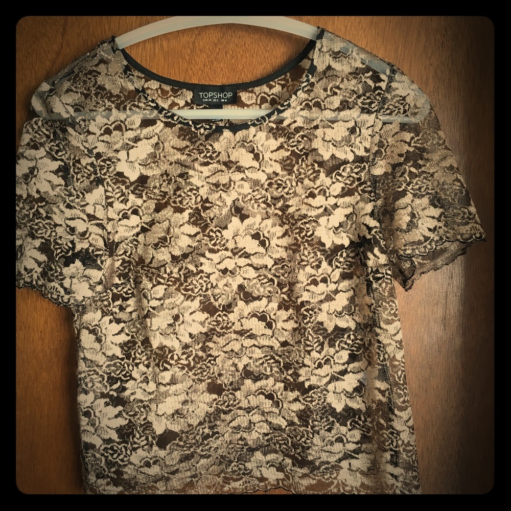 Elegant & sexy black and gold lace top by Topshop