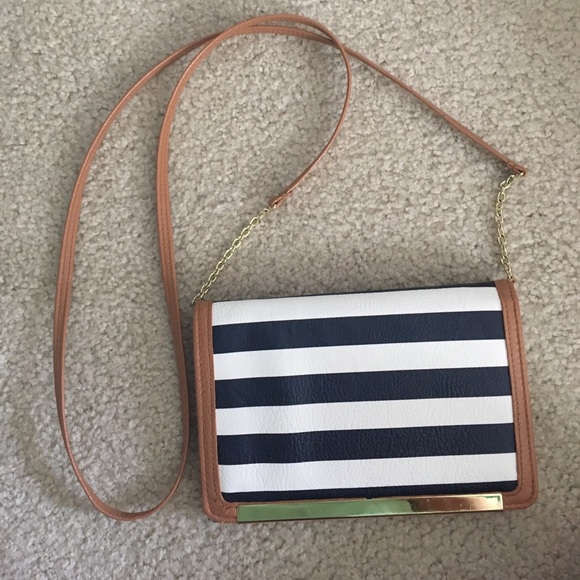 Handbags - Blue and white striped cross the body purse