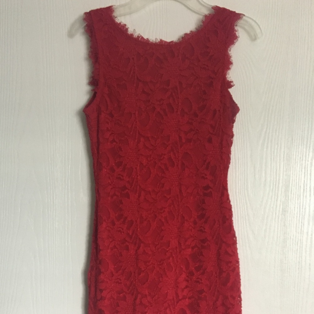 Mid-thigh Red Lace Dress