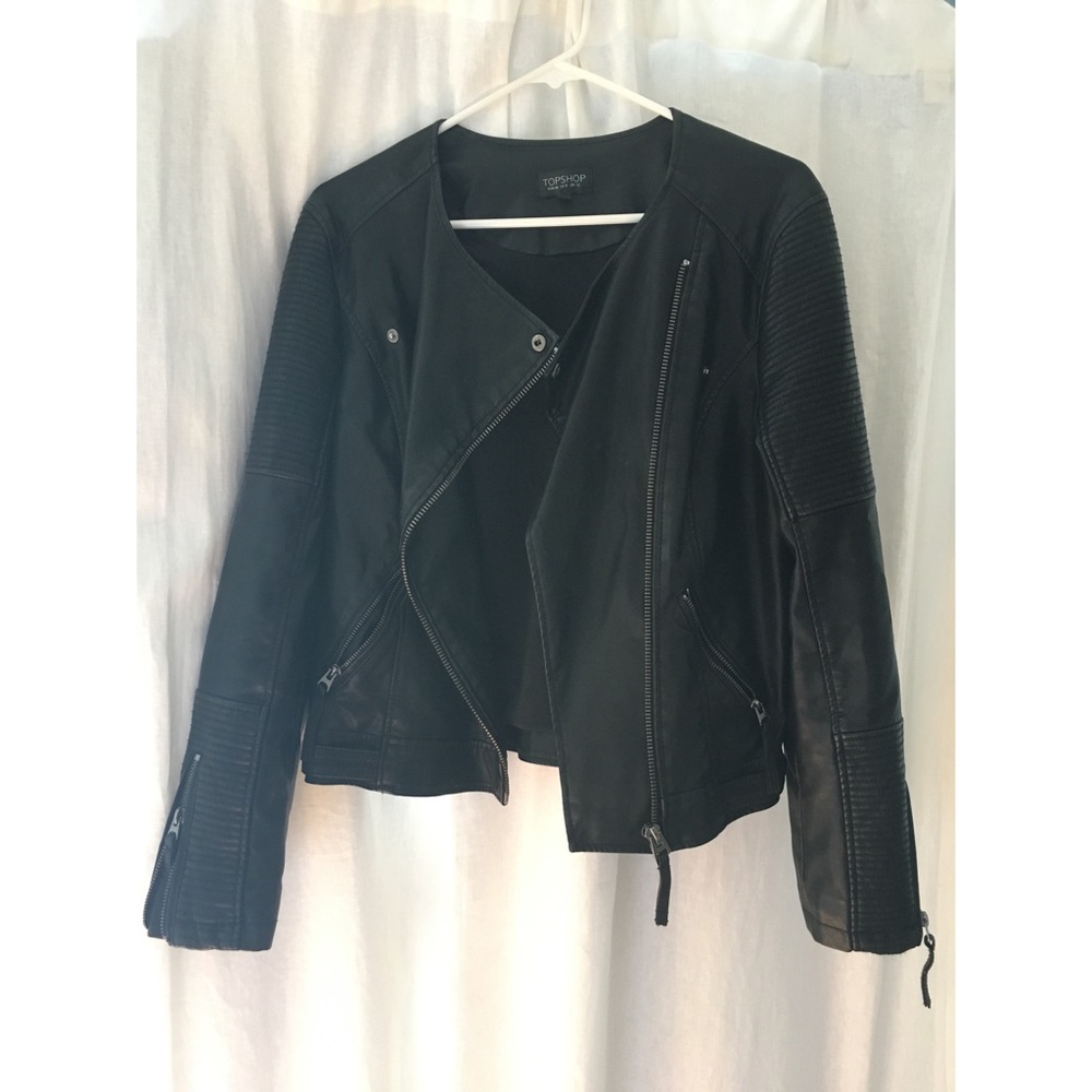 Topshop faux leather moto jacket