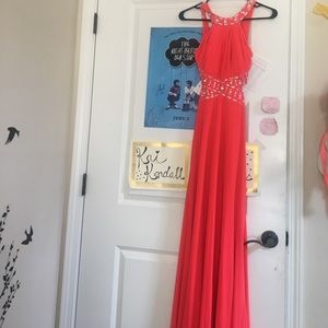 Open back, high neck Morgan and co prom dress