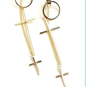 CROSS DOUBLE SIDE EARRINGS