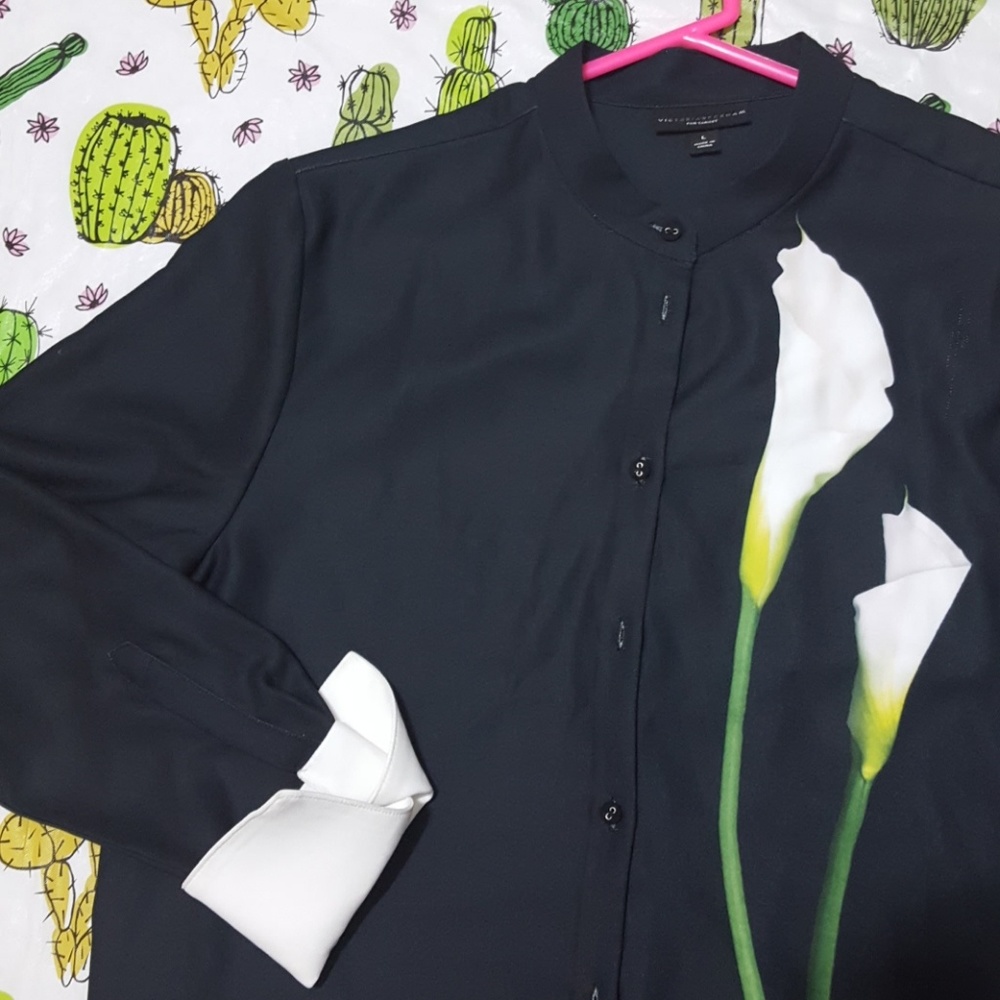 Victoria Beckham dress shirt Calla lillies