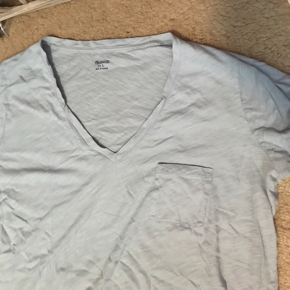 Madewell Light Blue V Neck Pocket T