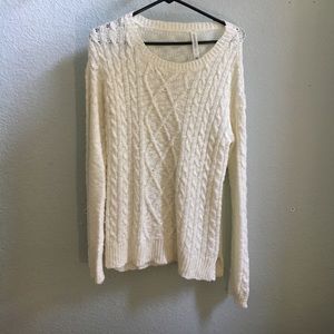 Aeropostale White Cable Knit Sweater
