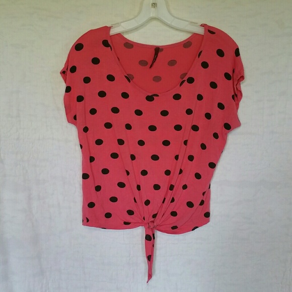Miss Royal T Tops - Miss Royal T Pink and Black Polka Dot Top