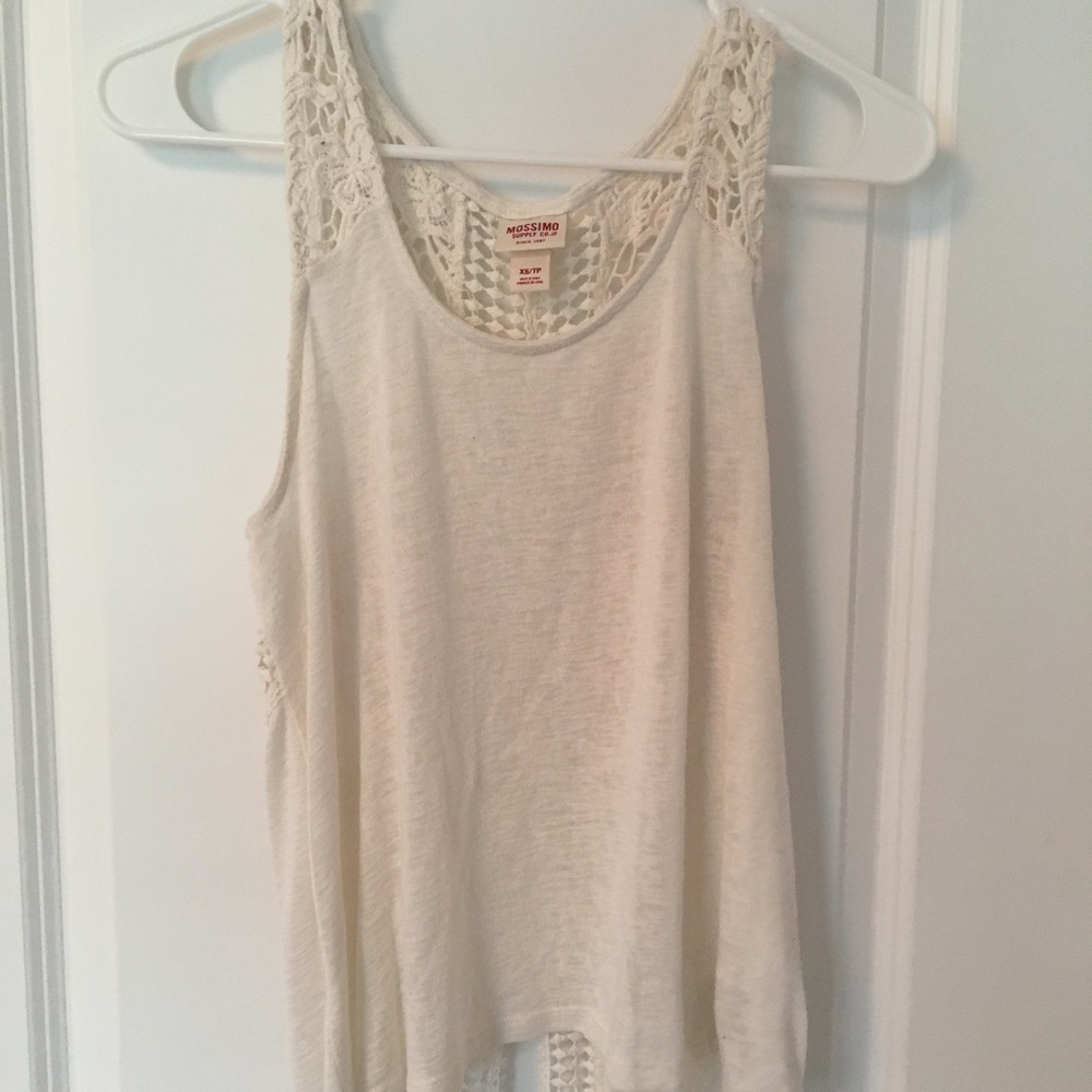 Cream crochet patterned tank