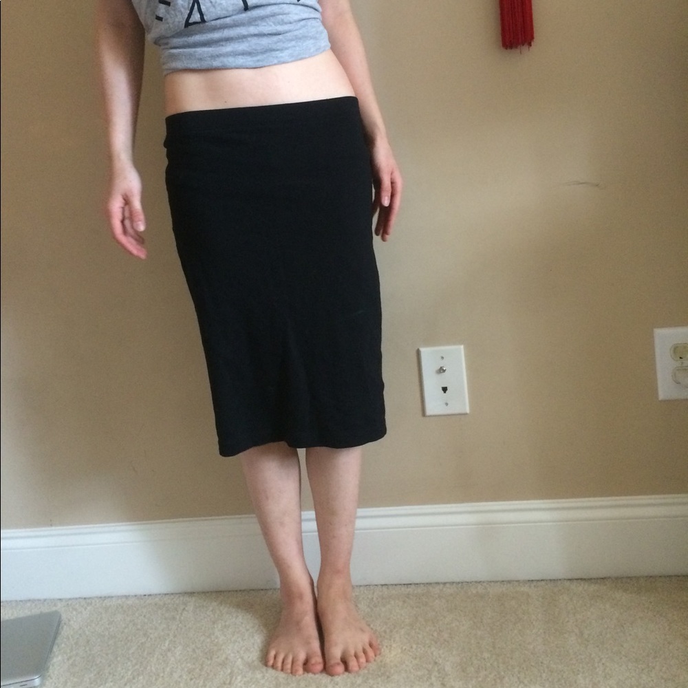 GAP XS MIDI Black knit bodycon skirt