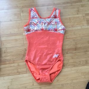 Orange gymnastics leotard with 2 extra items!