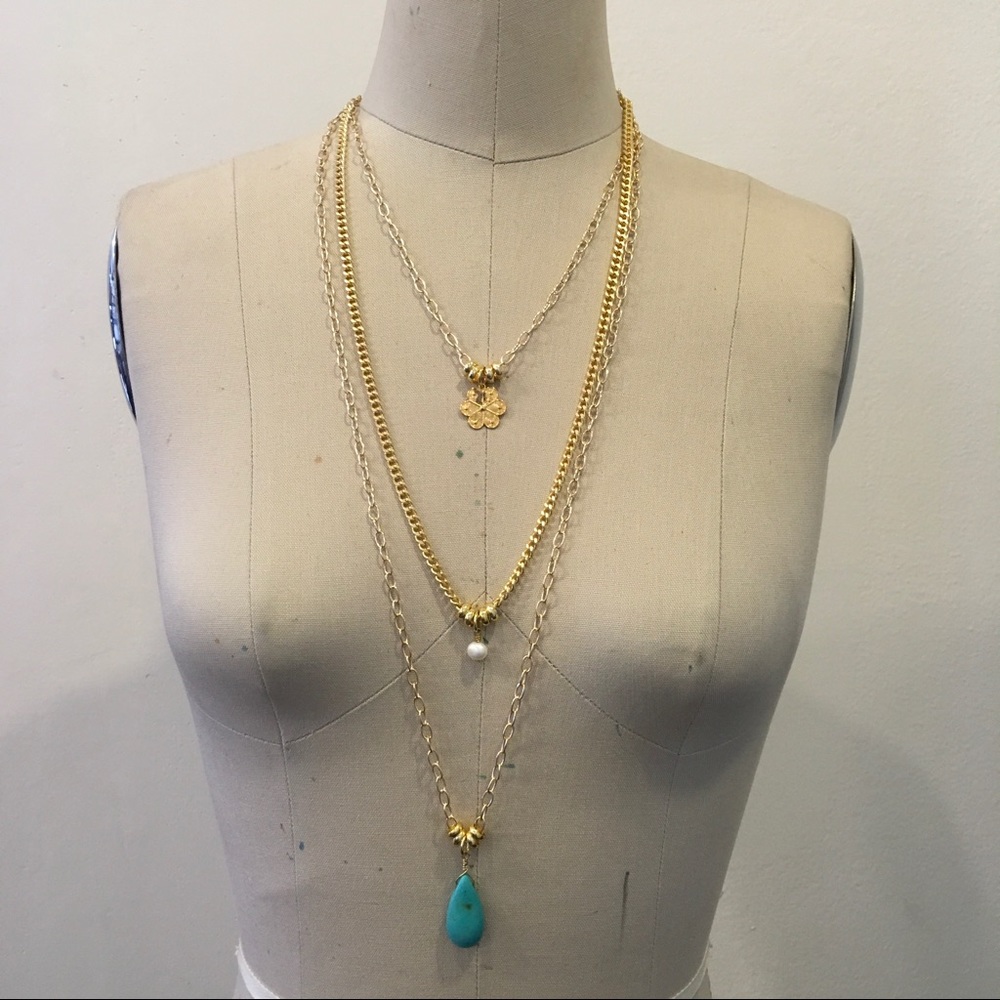 Multi Layer Necklace Turquoise by Jessica Elliot