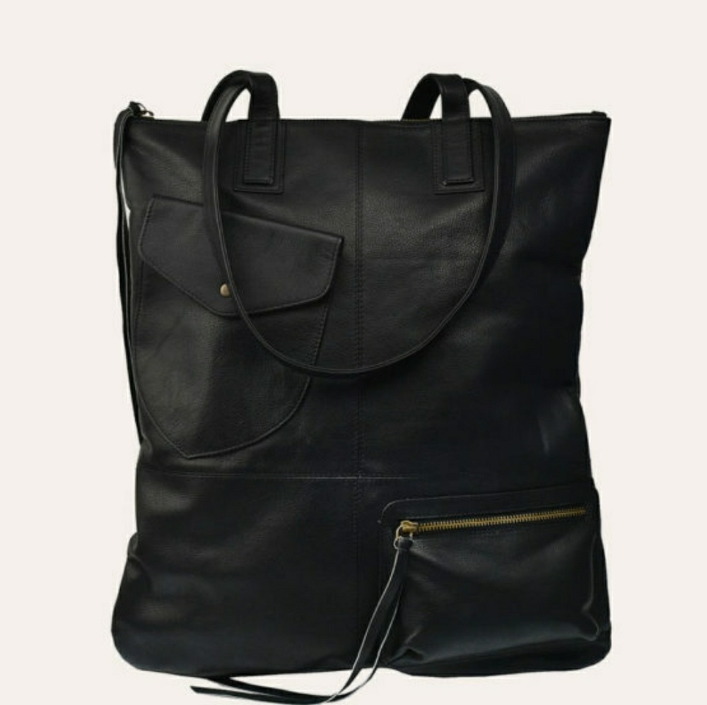 KIKO LEATHER BLACK FOLD N HOLD TOTE