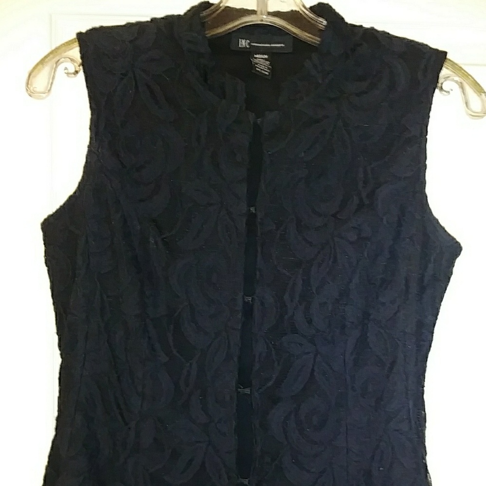 INC Black Lace Vest