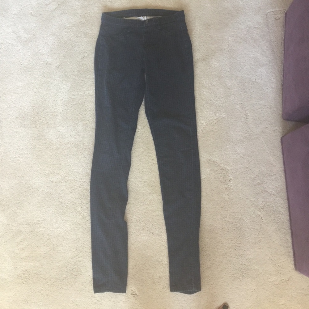 Blue and black checked jeggings