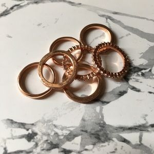 Rose gold midi rings
