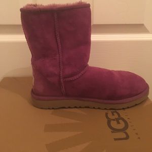 A purple pair of Uggs.