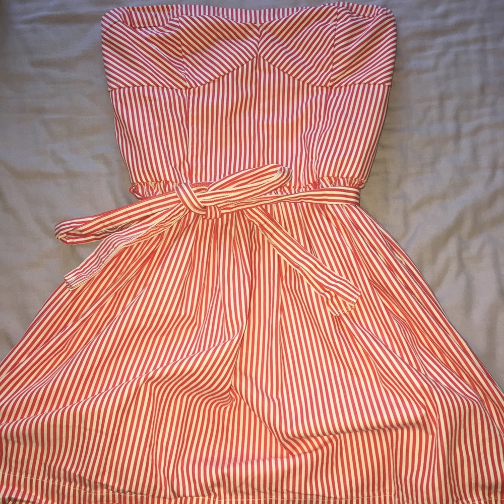 Abercrombie & Fitch Pink and White Strapless Dress