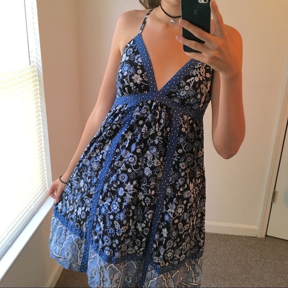 Patterned Blue Sun Dress
