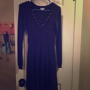 long sleeve navy dress