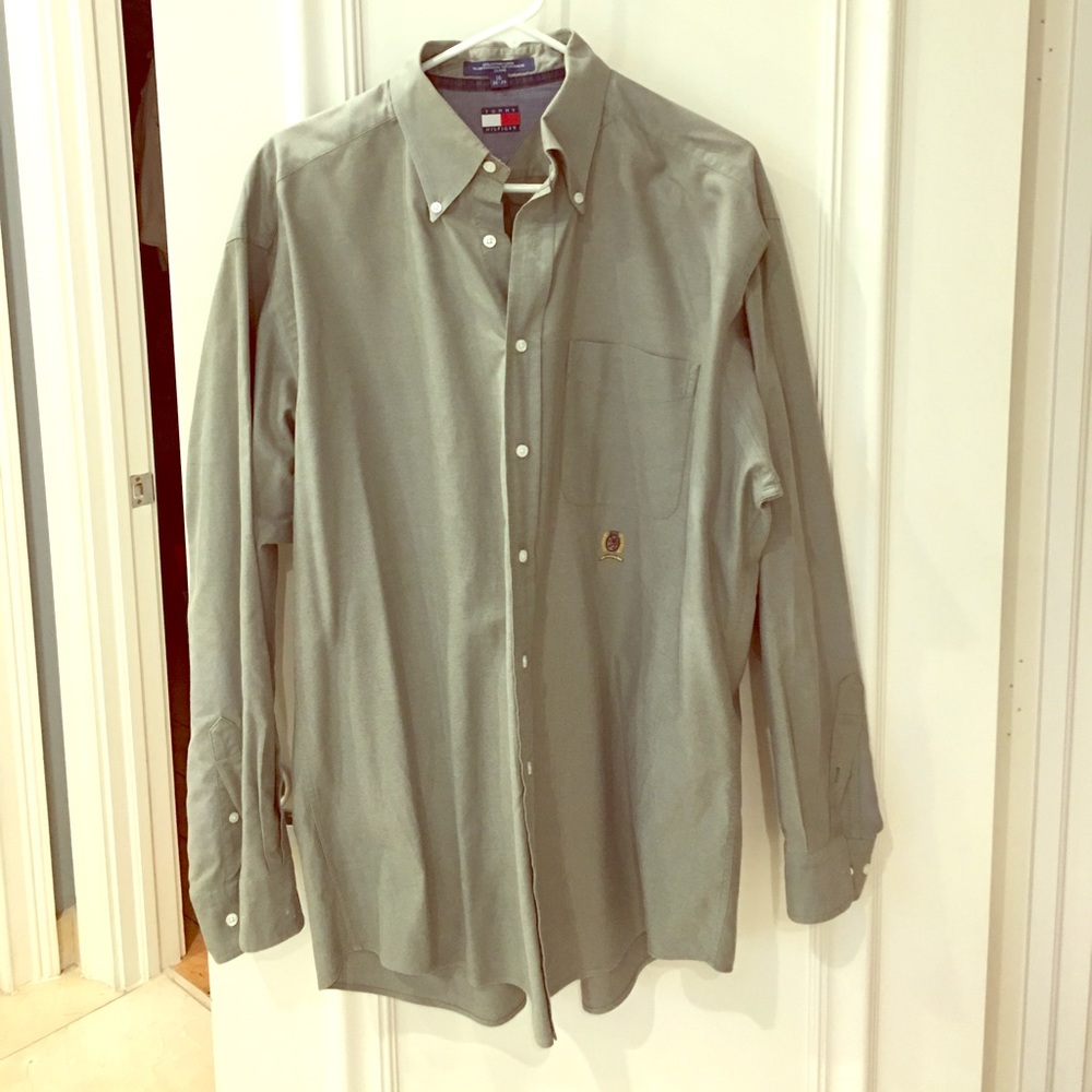 Men's long sleeve button down shirt.