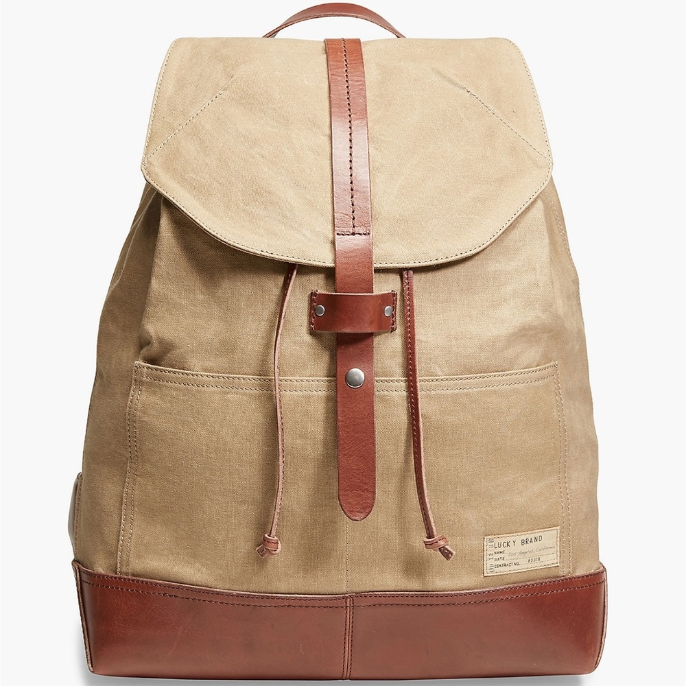🔥HP x 4🔥Lucky Brand Leather/Canvas Backpack - Picture 2 of 8