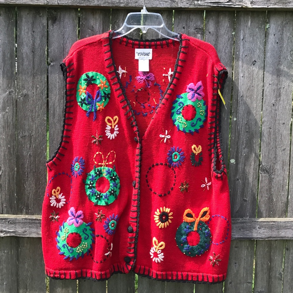 Tacky Christmas sweater vest.