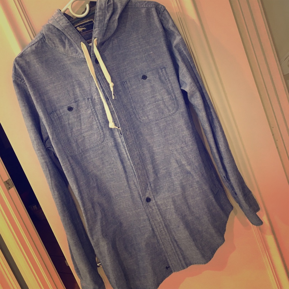 Men's long sleeve button down hoody.