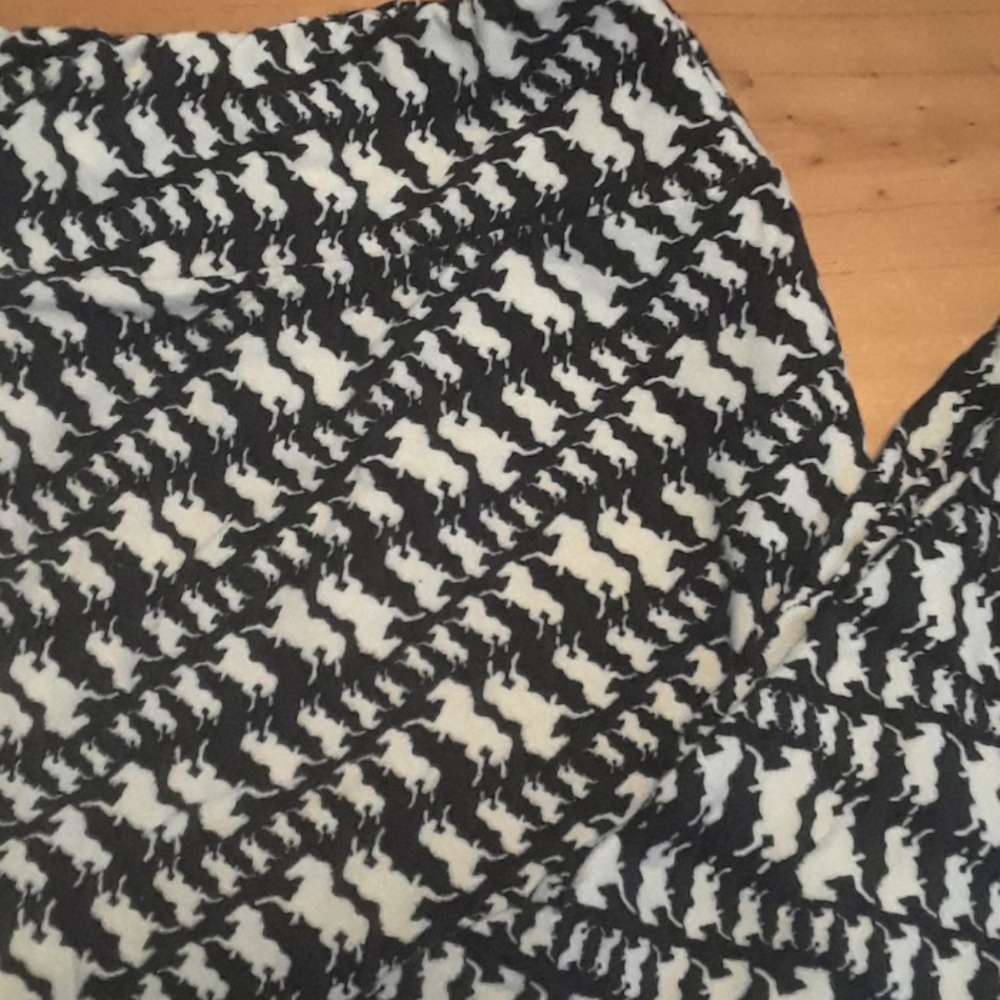 Lularoe TC Horse Unicorn Black White Leggings