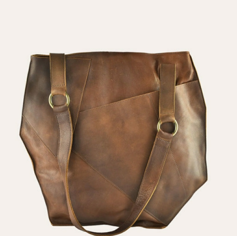 KIKO LEATHER BROWN CROSS OVER TOTE