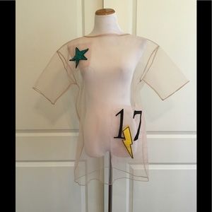 Zara Nude Sheer Shift Tee