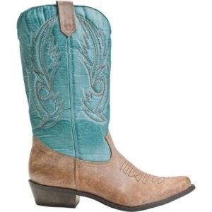 Coconuts "Gaucho" turquoise and tan cowboy boots