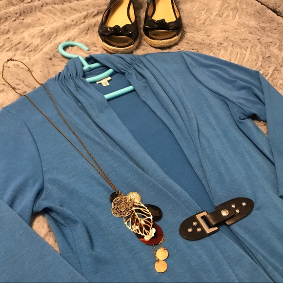 Charming Charlie Sweaters - 🍁BOGO🍁 Blue buckle front cardigan