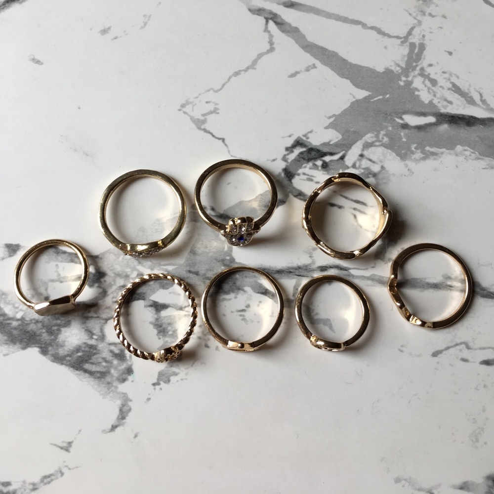 Mixed gold midi and regular rings