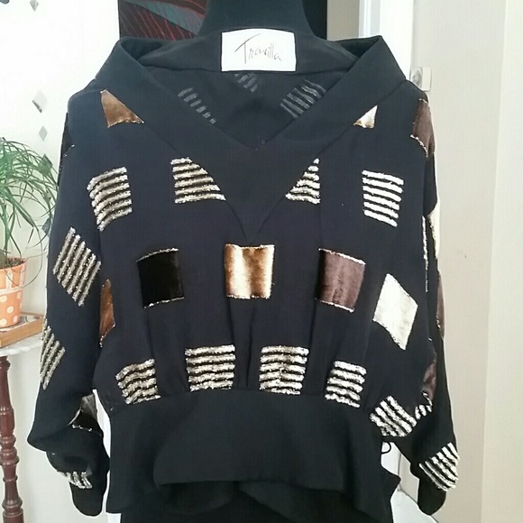 VTG Travilla Incredible Sheer Croptop Blouse! XS - Picture 2 of 8