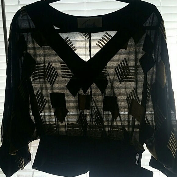 VTG Travilla Incredible Sheer Croptop Blouse! XS - Picture 6 of 8