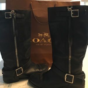 Coach Black Leather Riding Boots
