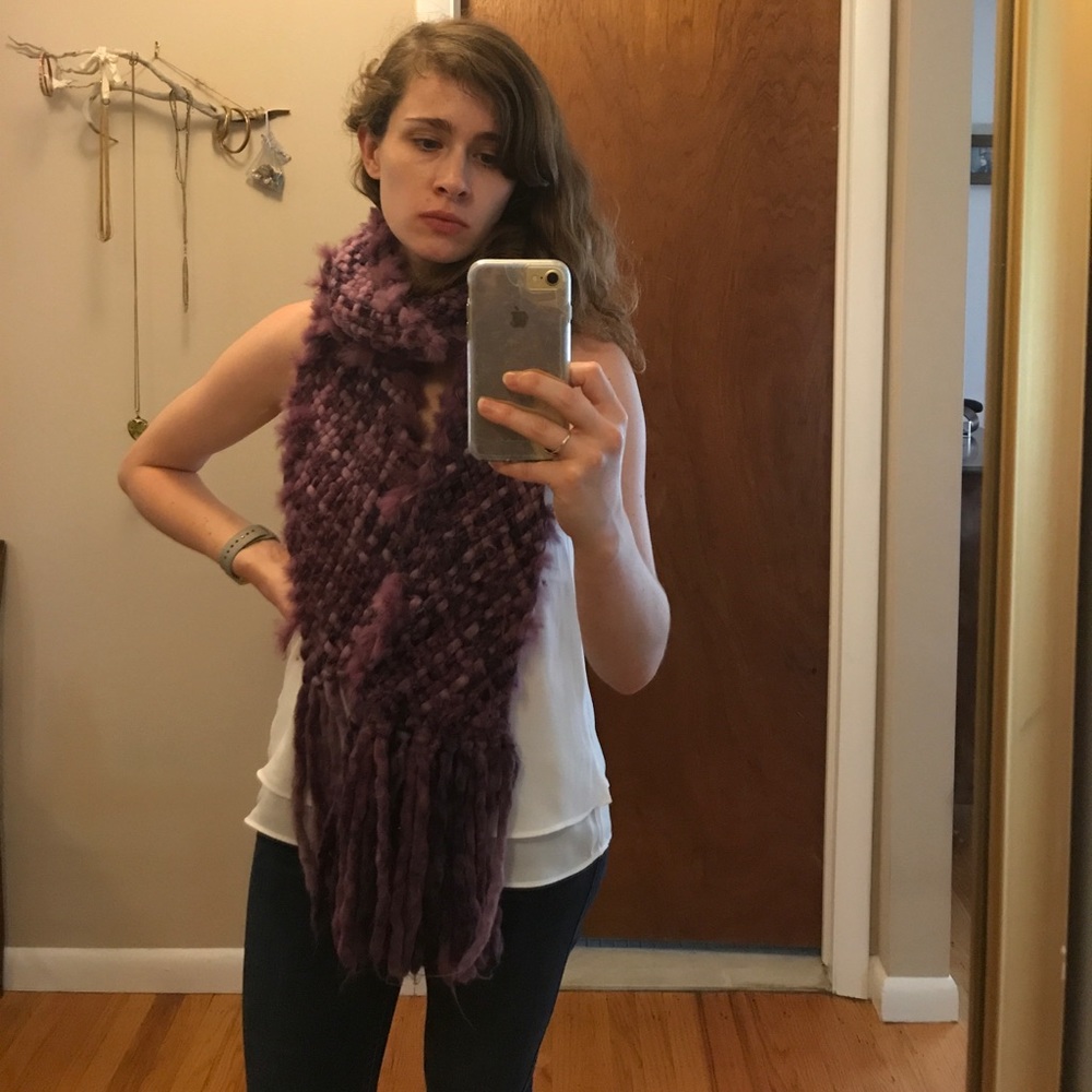 Long purple scarf!