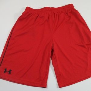 Under Armour Loose Boys sz L Basketball Shorts Red