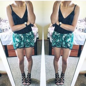 Palm printed Pom Pom shorts