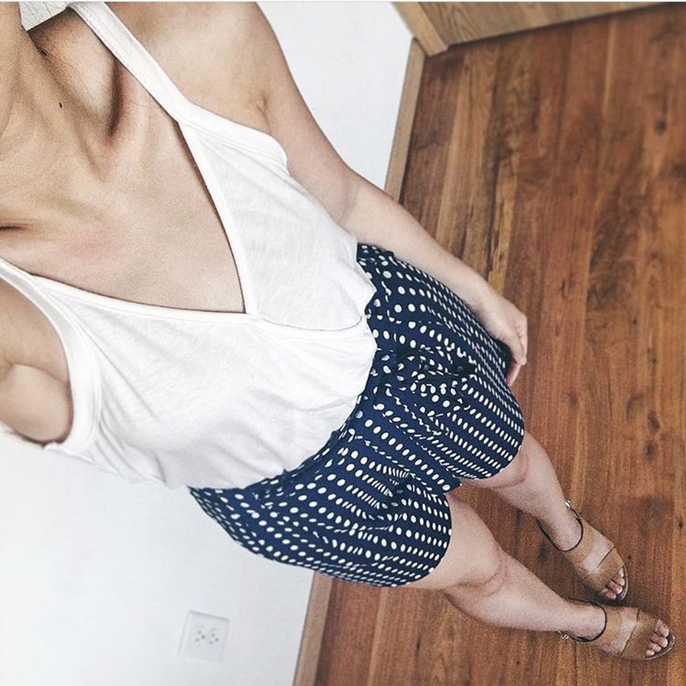 Polka dot tie waist shorts