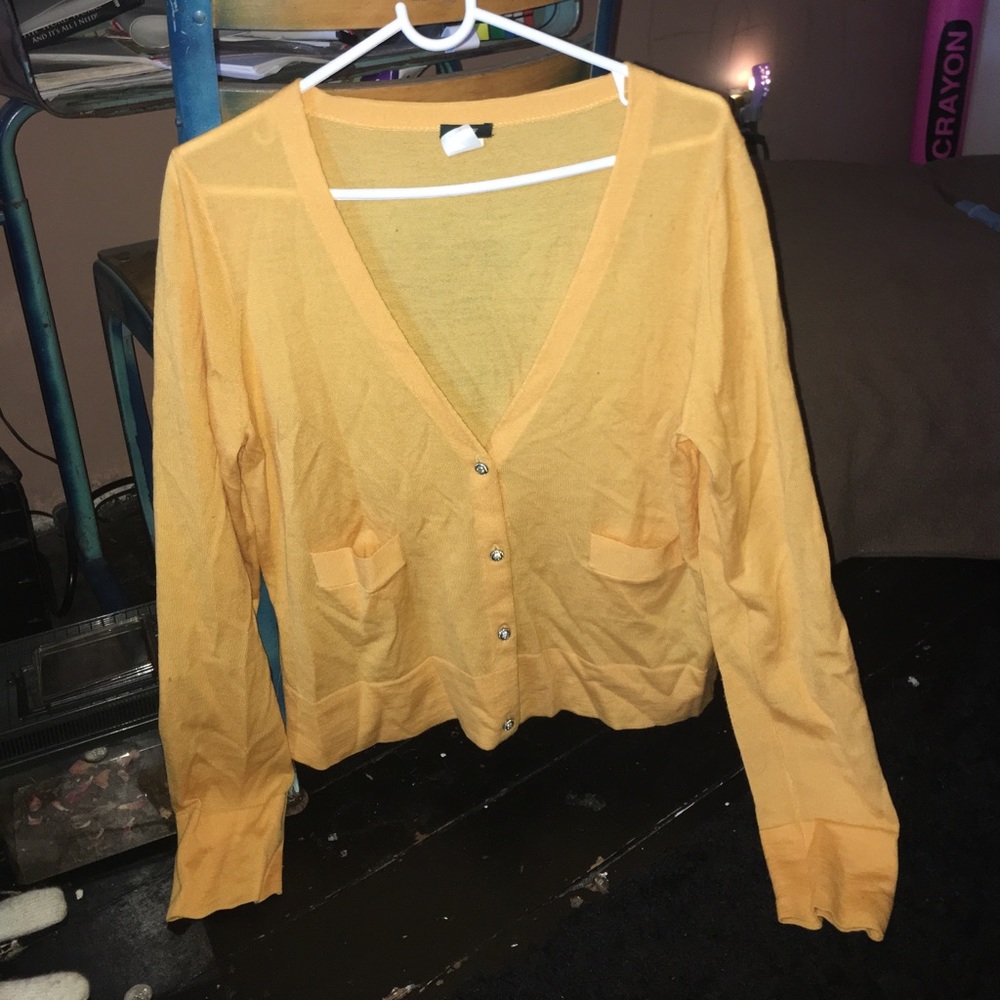 J Crew tangerine orange yellow cardigan sweater