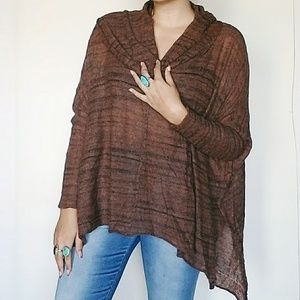 Free People Brown Cowl Neck Wool Sweater - L