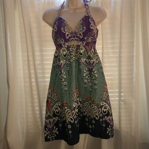 Unique Colorful Halter Sundress